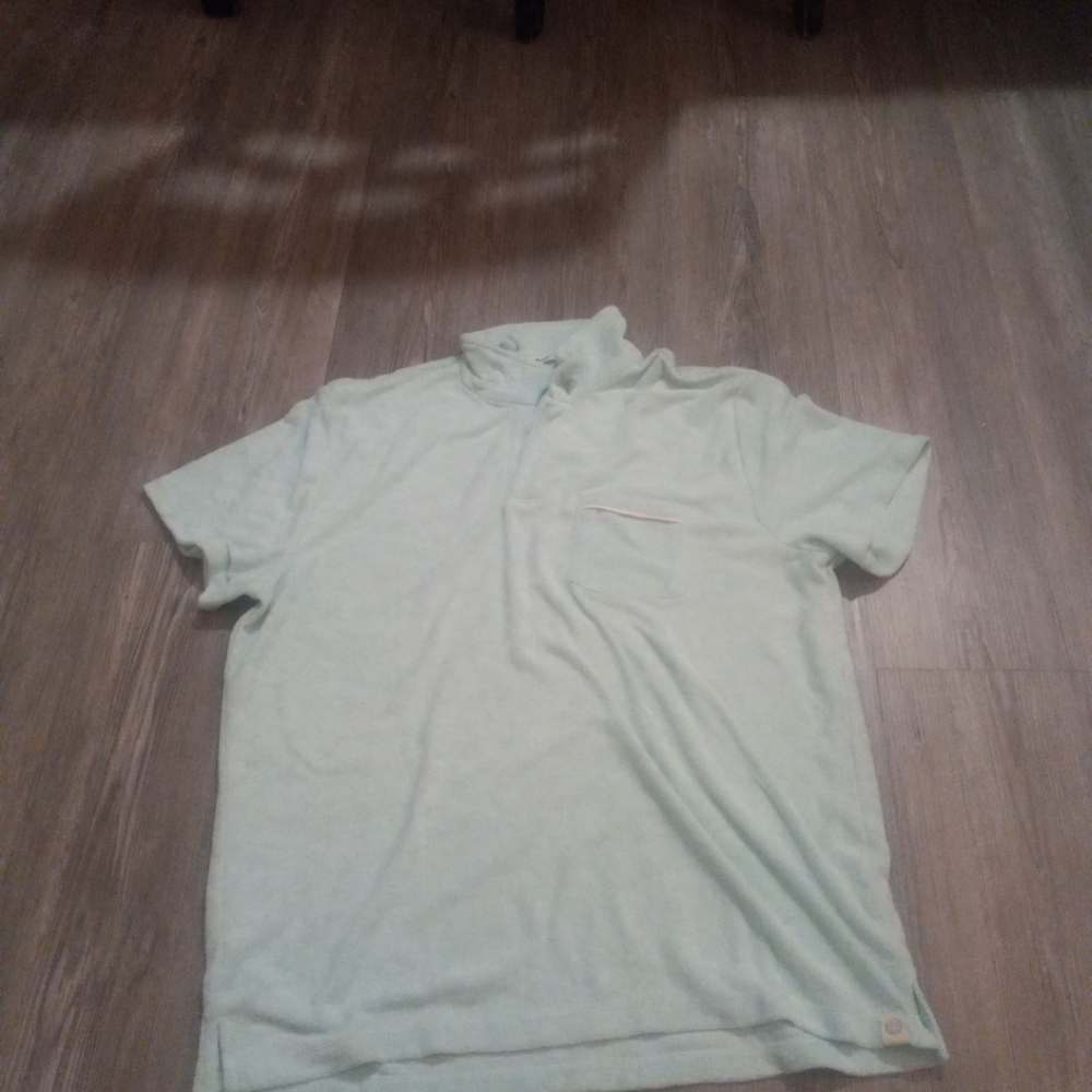 NEW Marine Layer Terry Out Solid Polo Shirt L/XL Icy Morn
